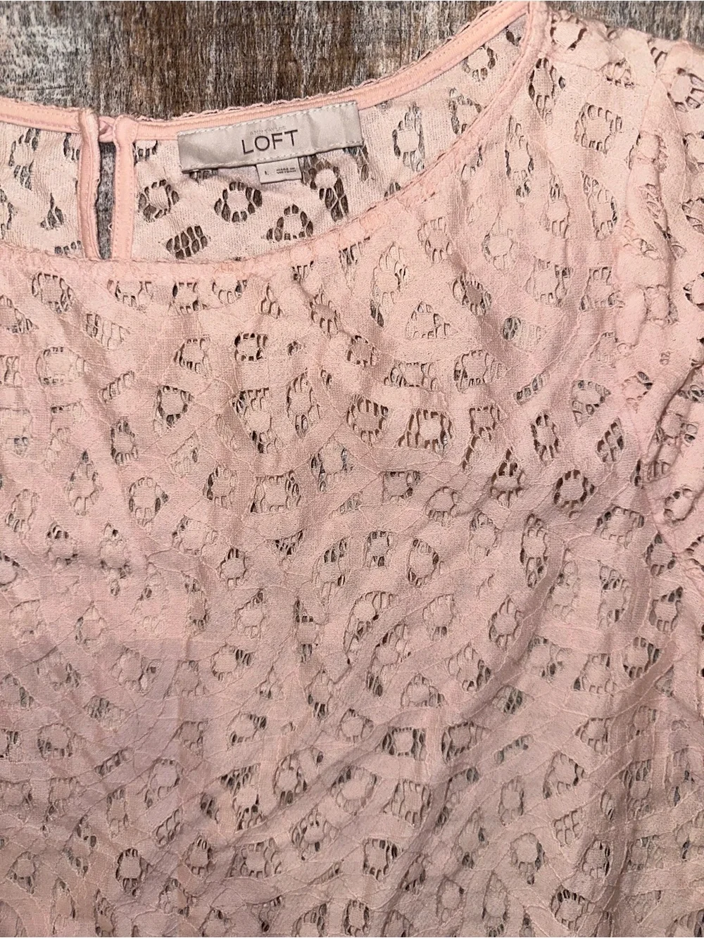LOFT Blush Lace Short Sleeve Blouse - Picture 3 of 4